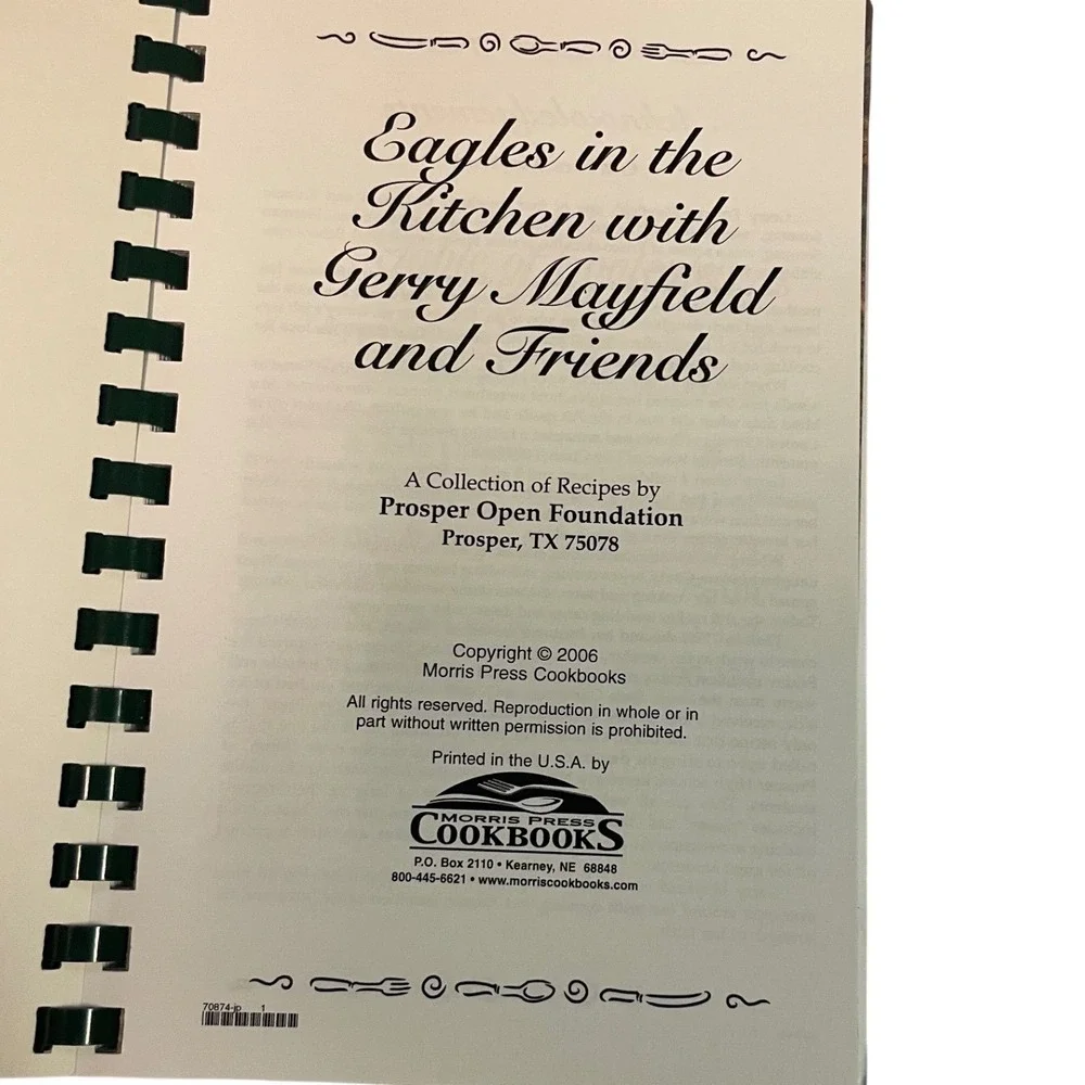 Eagles in the Kitchen Gerry Mayfield Friends Prosper Texas Cookbook 2006‎ Spiral